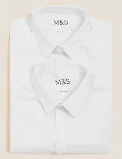 M&S Collection Boys' 2pk Skinny Fit Stretch School Shirts (2-18 Yrs) -Cheap School Uniform Store SD 04 T76 5895 Z0 X EC 7
