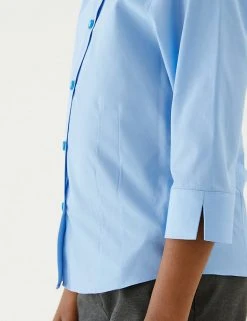 M&S Collection 2pk Girls' 3/4 Sleeve Easy Iron School Shirts (2-16 Yrs) -Cheap School Uniform Store SD 04 T76 5924 E0 X EC 3