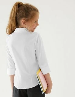 M&S Collection 2pk Girls' 3/4 Sleeve Easy Iron School Shirts (2-16 Yrs) -Cheap School Uniform Store SD 04 T76 5924 Z0 X EC 1