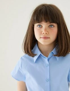 M&S Collection 2pk Girls' Cap Sleeve Easy Iron School Shirts (2-16 Yrs) -Cheap School Uniform Store SD 04 T76 5930 E0 X EC 1