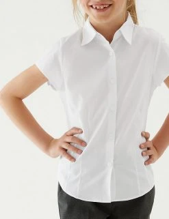 M&S Collection 2pk Girls' Cap Sleeve Easy Iron School Shirts (2-16 Yrs) -Cheap School Uniform Store SD 04 T76 5930 Z0 X EC 2