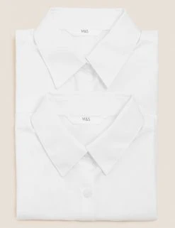 M&S Collection 2pk Girls' Cap Sleeve Easy Iron School Shirts (2-16 Yrs) -Cheap School Uniform Store SD 04 T76 5930 Z0 X EC 7