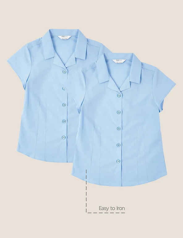 2pk Girls' Easy Iron School Shirts (2-16 Yrs) M&S Collection 2pk Girls' Easy Iron School Shirts (2-16 Yrs) -Cheap School Uniform Store SD 04 T76 5931 E0 X EC 90
