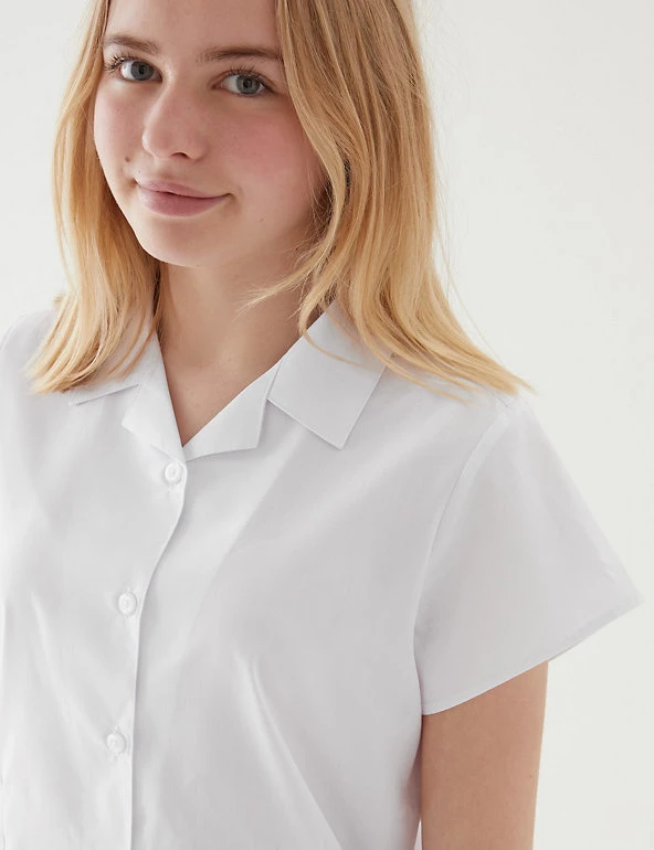 2pk Girls' Easy Iron School Shirts (2-16 Yrs) M&S Collection 2pk Girls' Easy Iron School Shirts (2-16 Yrs) -Cheap School Uniform Store SD 04 T76 5931 Z0 X EC 1