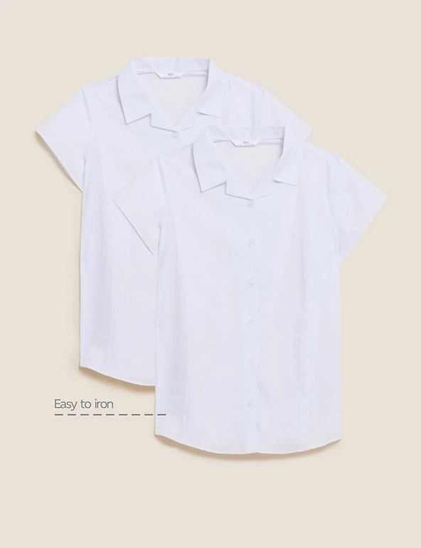 2pk Girls' Easy Iron School Shirts (2-16 Yrs) M&S Collection 2pk Girls' Easy Iron School Shirts (2-16 Yrs) -Cheap School Uniform Store SD 04 T76 5931 Z0 X EC 90