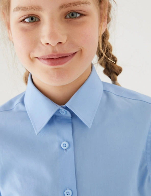 3pk Girls' Easy Iron School Shirts (2-16 Yrs) M&S Collection 3pk Girls' Easy Iron School Shirts (2-16 Yrs) -Cheap School Uniform Store SD 04 T76 5946 E0 X EC 1