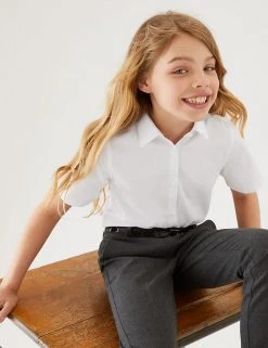 3pk Girls' Slim Fit Easy Iron School Shirts (2-16 Yrs)