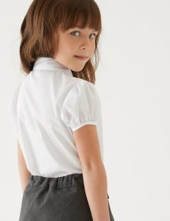 M&S Collection 2pk Girls' Pintuck Easy Iron School Shirts (2-16 Yrs) -Cheap School Uniform Store SD 04 T76 5956 Z0 X EC 2