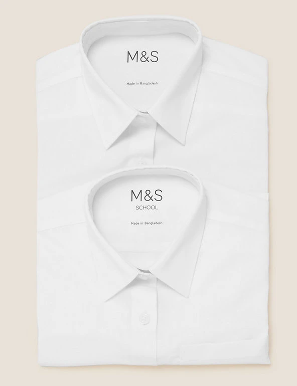 M&S Collection 2pk Girls' Non-Iron School Shirts (2-18 Yrs) 7 M&S Collection 2pk Girls' Non-Iron School Shirts (2-18 Yrs) - Image 5
