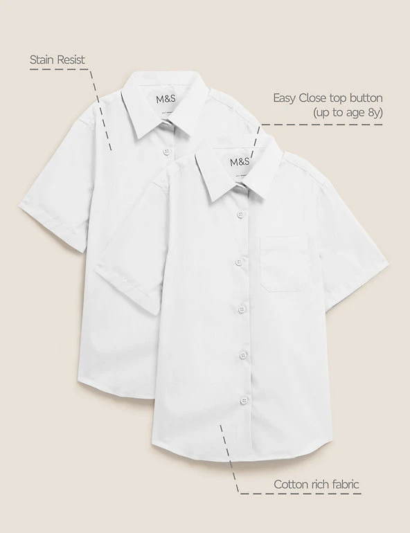 M&S Collection 2pk Girls' Non-Iron School Shirts (2-18 Yrs) 4 M&S Collection 2pk Girls' Non-Iron School Shirts (2-18 Yrs) - Image 2