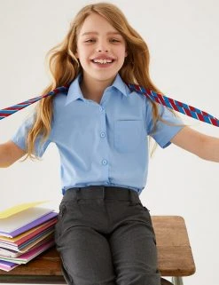 M&S Collection 2pk Girls' Slim Fit Non-Iron School Shirts (2-18 Yrs) -Cheap School Uniform Store SD 04 T76 5984 E0 X EC 0