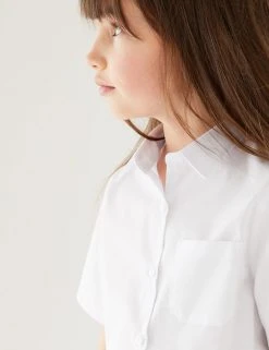 M&S Collection 2pk Girls' Slim Fit Non-Iron School Shirts (2-18 Yrs) -Cheap School Uniform Store SD 04 T76 5984 Z0 X EC 1