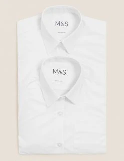M&S Collection 2pk Girls' Slim Fit Non-Iron School Shirts (2-18 Yrs) -Cheap School Uniform Store SD 04 T76 5984 Z0 X EC 7