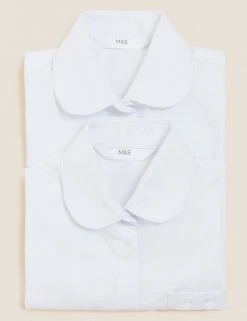 M&S Collection 2pk Regular Fit Easy To Iron School Shirts (2-14 Yrs) -Cheap School Uniform Store SD 04 T76 5992 Z0 X EC 7
