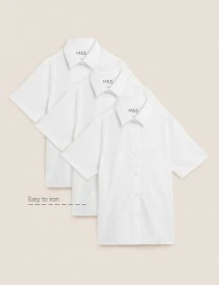 M&S Collection 3pk Girls’ Adaptive Easy Iron School Shirts (3-18 Yrs) -Cheap School Uniform Store SD 04 T76 5998 Z0 X EC 90