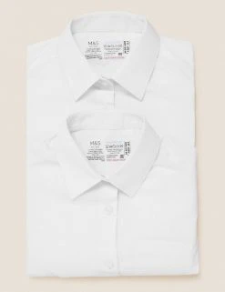 M&S Collection 2pk Girls’ Pure Cotton School Shirts (2-18 Yrs) -Cheap School Uniform Store SD 04 T76 5999S Z0 X EC 7