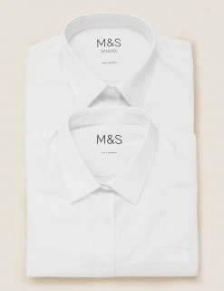 M&S Collection Shirts 2pk Girls' Non-Iron School Blouses (2-16 Yrs) -Cheap School Uniform Store SD 04 T76 6017 Z0 X EC 7