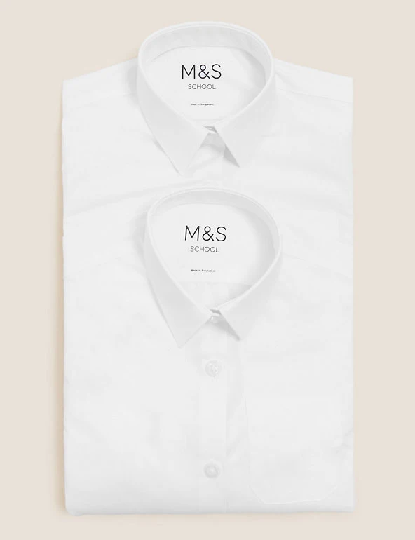 2pk Girls' Slim Fit Non-Iron School Blouses (2-16 Yrs) M&S Collection Shirts 2pk Girls' Slim Fit Non-Iron School Blouses (2-16 Yrs) -Cheap School Uniform Store SD 04 T76 6020 Z0 X EC 7