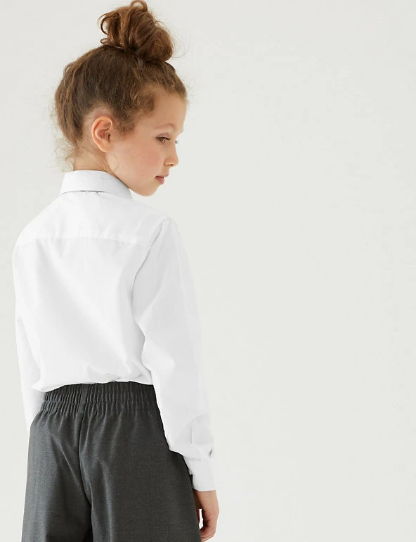 3pk Girls' Longer Length Easy Iron School Shirts (4-18 Yrs) M&S Collection 3pk Girls' Longer Length Easy Iron School Shirts (4-18 Yrs) -Cheap School Uniform Store SD 04 T76 6023L Z0 X EC 2