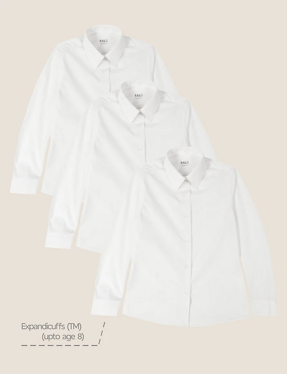 3pk Girls' Plus Fit Easy Iron School Shirts (4-18 Yrs) M&S Collection 3pk Girls' Plus Fit Easy Iron School Shirts (4-18 Yrs) -Cheap School Uniform Store SD 04 T76 6023P Z0 X EC 90