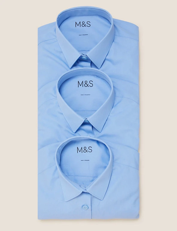 3pk Girls' Easy Iron School Shirts (2-16 Yrs) M&S Collection 3pk Girls' Easy Iron School Shirts (2-16 Yrs) -Cheap School Uniform Store SD 04 T76 6023 E0 X EC 7