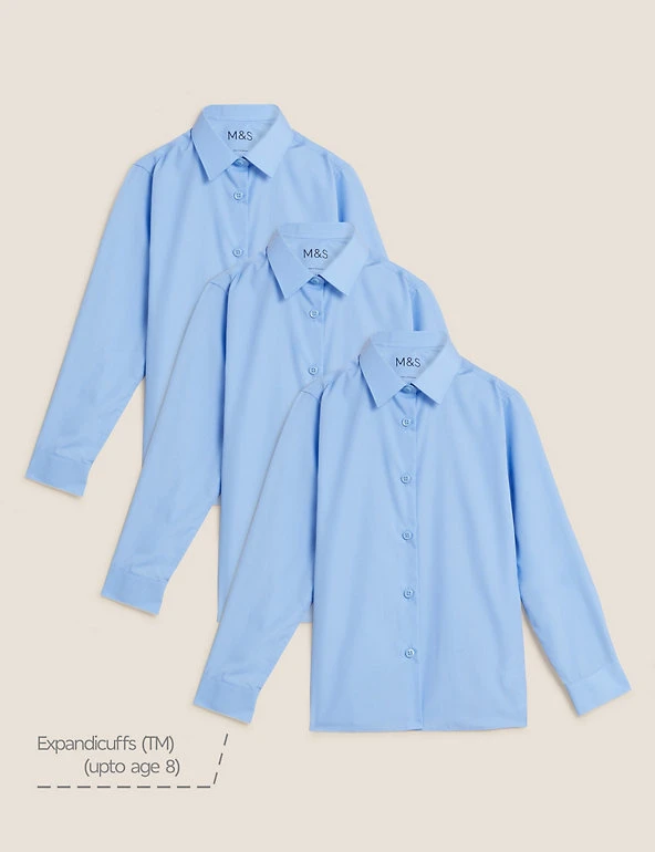 3pk Girls' Easy Iron School Shirts (2-16 Yrs) M&S Collection 3pk Girls' Easy Iron School Shirts (2-16 Yrs) -Cheap School Uniform Store SD 04 T76 6023 E0 X EC 90