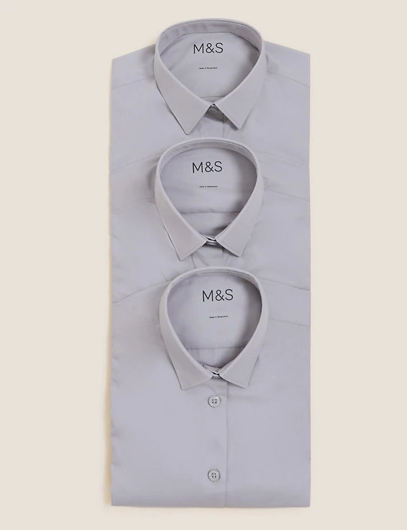 3pk Girls' Easy Iron School Shirts (2-16 Yrs) M&S Collection 3pk Girls' Easy Iron School Shirts (2-16 Yrs) -Cheap School Uniform Store SD 04 T76 6023 T0 X EC 7