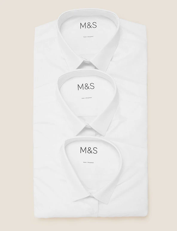 3pk Girls' Easy Iron School Shirts (2-16 Yrs) M&S Collection 3pk Girls' Easy Iron School Shirts (2-16 Yrs) -Cheap School Uniform Store SD 04 T76 6023 Z0 X EC 7
