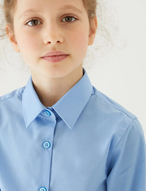 3pk Girls' Slim Fit Easy Iron School Shirts (2-16 Yrs) M&S Collection 3pk Girls' Slim Fit Easy Iron School Shirts (2-16 Yrs) -Cheap School Uniform Store SD 04 T76 6024 E0 X EC 1