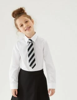 M&S Collection 3pk Girls' Slim Fit Easy Iron School Shirts (2-16 Yrs)