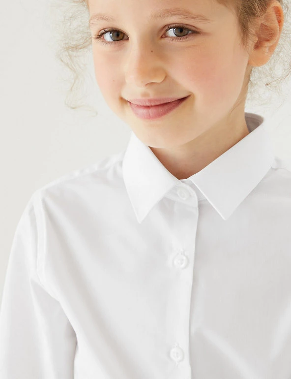 3pk Girls' Slim Fit Easy Iron School Shirts (2-16 Yrs) M&S Collection 3pk Girls' Slim Fit Easy Iron School Shirts (2-16 Yrs) -Cheap School Uniform Store SD 04 T76 6024 Z0 X EC 1