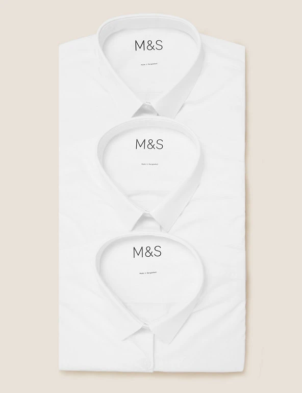 3pk Girls' Slim Fit Easy Iron School Shirts (2-16 Yrs) M&S Collection 3pk Girls' Slim Fit Easy Iron School Shirts (2-16 Yrs) -Cheap School Uniform Store SD 04 T76 6024 Z0 X EC 7