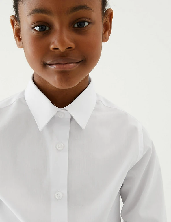 M&S Collection 5pk Girls' Regular Fit Easy To Iron Shirts (2-18 Yrs) 6 M&S Collection 5pk Girls' Regular Fit Easy To Iron Shirts (2-18 Yrs) - Image 4