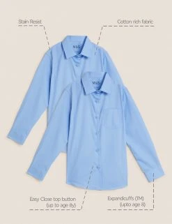 M&S Collection 2pk Girls' Non-Iron School Shirts (2-18 Yrs) -Cheap School Uniform Store SD 04 T76 6037 E0 X EC 90