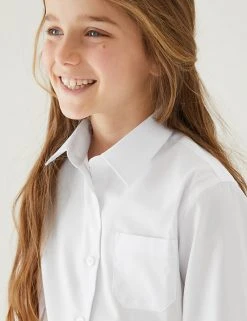 M&S Collection 2pk Girls' Non-Iron School Shirts (2-18 Yrs) -Cheap School Uniform Store SD 04 T76 6037 Z0 X EC 1
