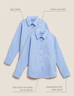 M&S Collection 2pk Girls' Slim Fit Non-Iron School Shirts (2-18 Yrs) 10 M&S Collection 2pk Girls' Slim Fit Non-Iron School Shirts (2-18 Yrs) -Cheap School Uniform Store SD 04 T76 6040 E0 X EC 90