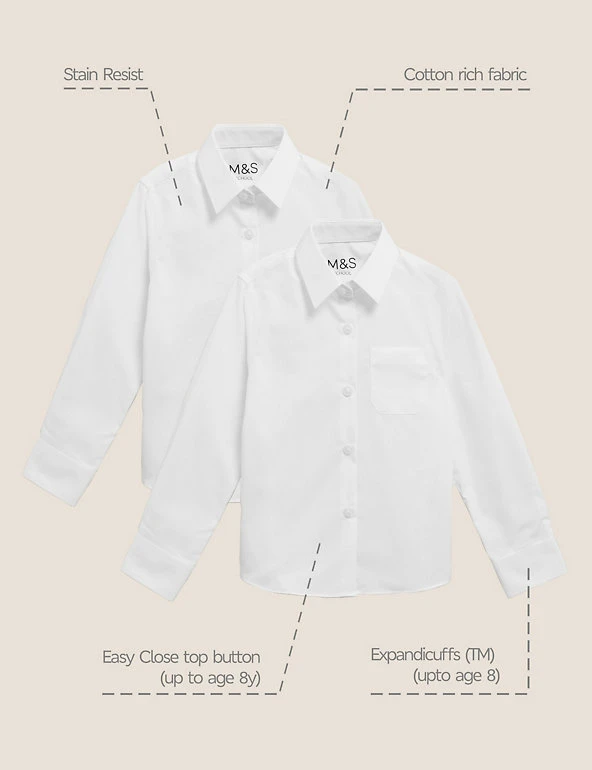 2pk Girls' Slim Fit Non-Iron School Shirts (2-18 Yrs) M&S Collection 2pk Girls' Slim Fit Non-Iron School Shirts (2-18 Yrs) -Cheap School Uniform Store SD 04 T76 6040 Z0 X EC 90