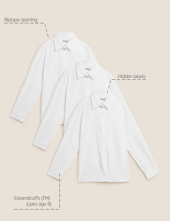 3pk Girls' Easy Dressing Easy Iron School Shirts (3-18 Yrs) M&S Collection 3pk Girls' Easy Dressing Easy Iron School Shirts (3-18 Yrs) -Cheap School Uniform Store SD 04 T76 6042 Z0 X EC 90