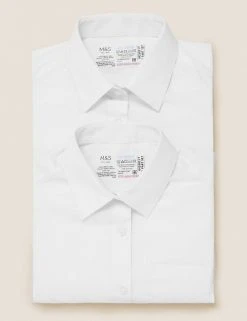 M&S Collection 2pk Girls’ Pure Cotton School Shirts (2-18 Yrs) -Cheap School Uniform Store SD 04 T76 6054S Z0 X EC 7