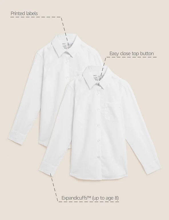2pk Girls' Slim Fit Pure Cotton School Shirts (2-18 Yrs) M&S Collection 2pk Girls' Slim Fit Pure Cotton School Shirts (2-18 Yrs) -Cheap School Uniform Store SD 04 T76 6056S Z0 X EC 90