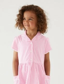 M&S Collection Dresses Girls' Pure Cotton Striped School Dress (2-14 Yrs) -Cheap School Uniform Store SD 04 T76 6480 A0 X EC 1