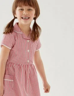 M&S Collection Dresses Girls' Pure Cotton Striped School Dress (2-14 Yrs) -Cheap School Uniform Store SD 04 T76 6480 B0 X EC 1