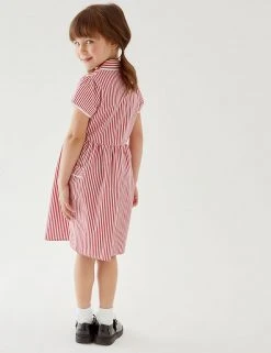M&S Collection Dresses Girls' Pure Cotton Striped School Dress (2-14 Yrs) -Cheap School Uniform Store SD 04 T76 6480 B0 X EC 2