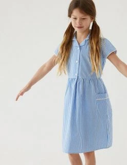M&S Collection Dresses Girls' Pure Cotton Striped School Dress (2-14 Yrs) -Cheap School Uniform Store SD 04 T76 6480 E1 X EC 0