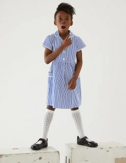 M&S Collection Dresses Girls' Pure Cotton Striped School Dress (2-14 Yrs) -Cheap School Uniform Store SD 04 T76 6480 F0 X EC 0