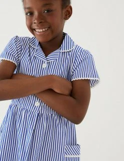 M&S Collection Dresses Girls' Pure Cotton Striped School Dress (2-14 Yrs) -Cheap School Uniform Store SD 04 T76 6480 F0 X EC 1