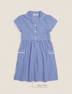 M&S Collection Dresses Girls' Pure Cotton Striped School Dress (2-14 Yrs) -Cheap School Uniform Store SD 04 T76 6480 F0 X EC 90