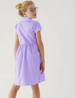 M&S Collection Dresses Girls' Pure Cotton Striped School Dress (2-14 Yrs) -Cheap School Uniform Store SD 04 T76 6480 G0 X EC 2