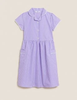 M&S Collection Dresses Girls' Pure Cotton Striped School Dress (2-14 Yrs) -Cheap School Uniform Store SD 04 T76 6480 G0 X EC 90