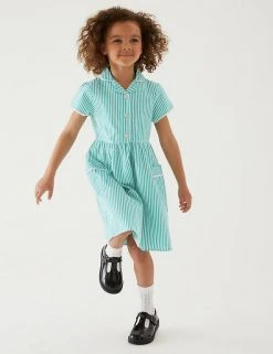 M&S Collection Dresses Girls' Pure Cotton Striped School Dress (2-14 Yrs) -Cheap School Uniform Store SD 04 T76 6480 J0 X EC 0